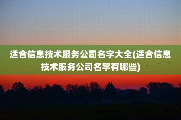 适合信息技术服务公司名字大全(适合信息技术服务公司名字有哪些)