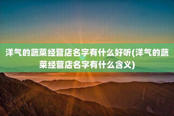 洋气的蔬菜经营店名字有什么好听(洋气的蔬菜经营店名字有什么含义)