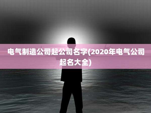 电气制造公司起公司名字(2020年电气公司起名大全)
