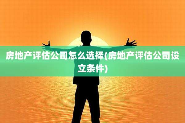 房地产评估公司怎么选择(房地产评估公司设立条件)