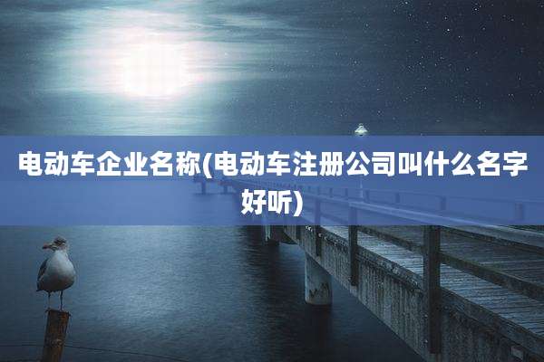 电动车企业名称(电动车注册公司叫什么名字好听)