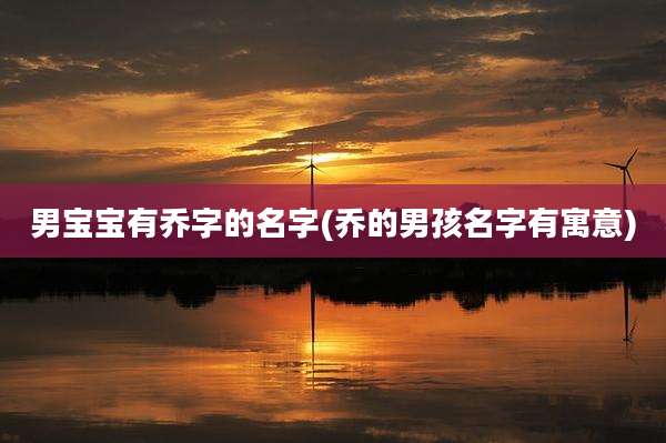 男宝宝有乔字的名字(乔的男孩名字有寓意)