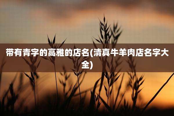 带有青字的高雅的店名(清真牛羊肉店名字大全)