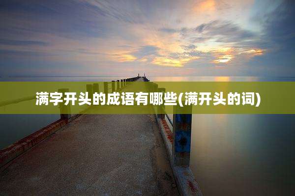 满字开头的成语有哪些(满开头的词)