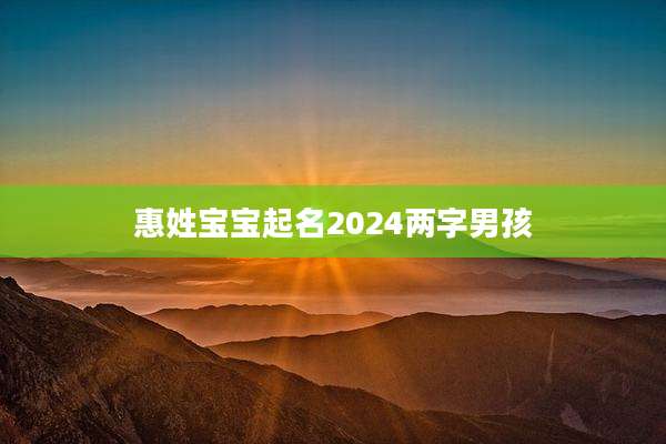 惠姓宝宝起名2024两字男孩