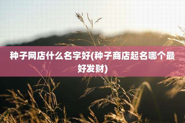种子网店什么名字好(种子商店起名哪个最好发财)