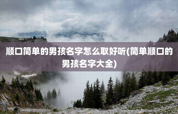 顺口简单的男孩名字怎么取好听(简单顺口的男孩名字大全)