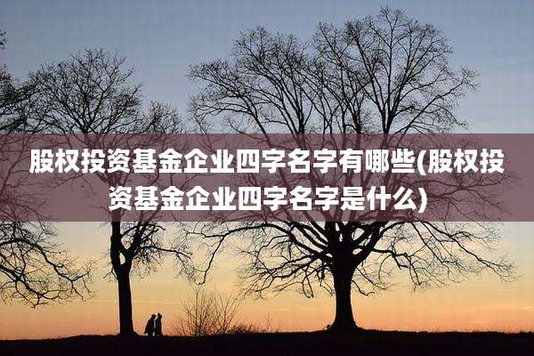 股权投资基金企业四字名字有哪些(股权投资基金企业四字名字是什么)