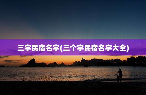 三字民宿名字(三个字民宿名字大全)