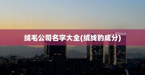 绒毛公司名字大全(绒线的成分)