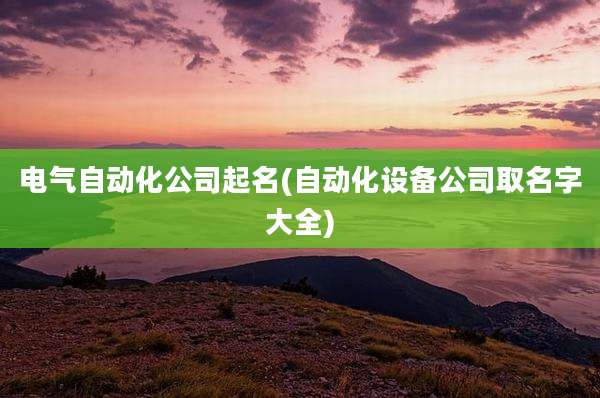 电气自动化公司起名(自动化设备公司取名字大全)