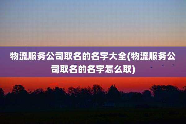物流服务公司取名的名字大全(物流服务公司取名的名字怎么取)
