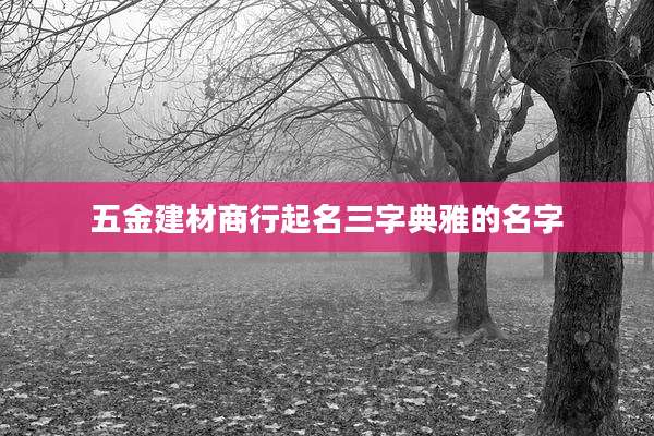 五金建材商行起名三字典雅的名字