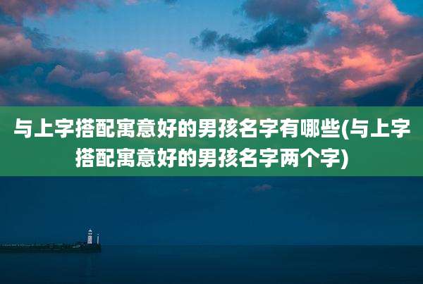 与上字搭配寓意好的男孩名字有哪些(与上字搭配寓意好的男孩名字两个字)