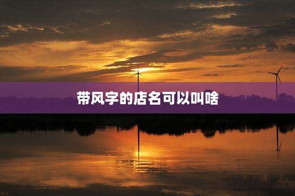 带风字的店名可以叫啥