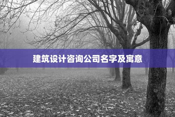 建筑设计咨询公司名字及寓意