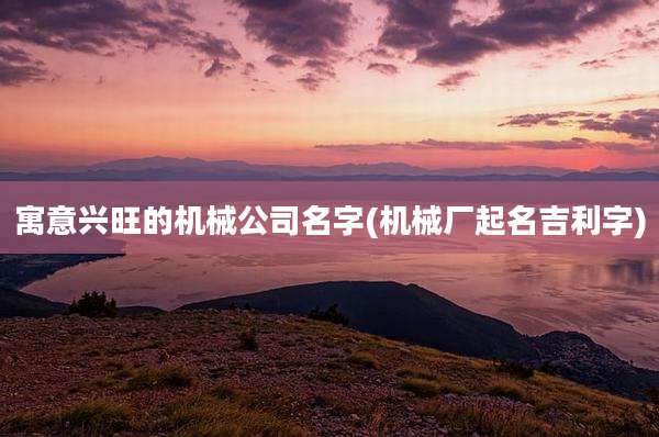 寓意兴旺的机械公司名字(机械厂起名吉利字)