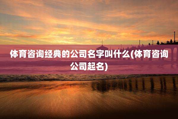 体育咨询经典的公司名字叫什么(体育咨询公司起名)