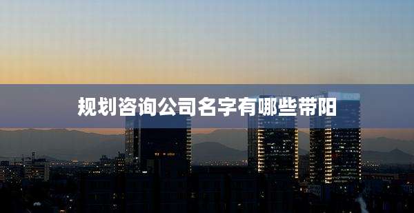 规划咨询公司名字有哪些带阳