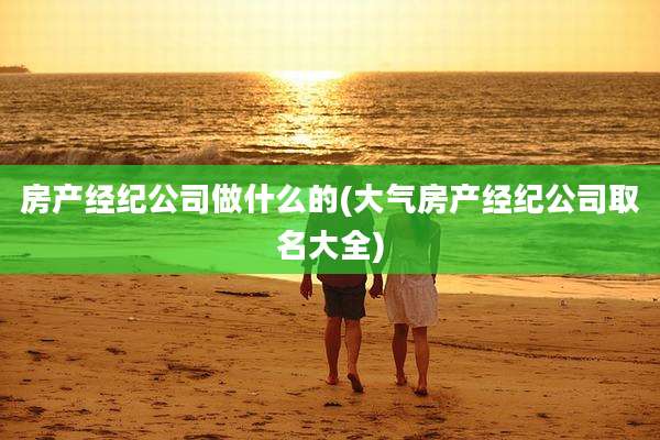 房产经纪公司做什么的(大气房产经纪公司取名大全)