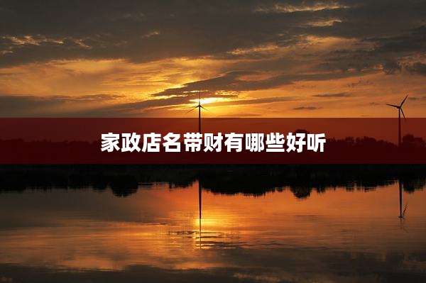 家政店名带财有哪些好听