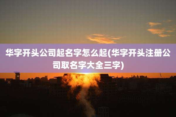 华字开头公司起名字怎么起(华字开头注册公司取名字大全三字)