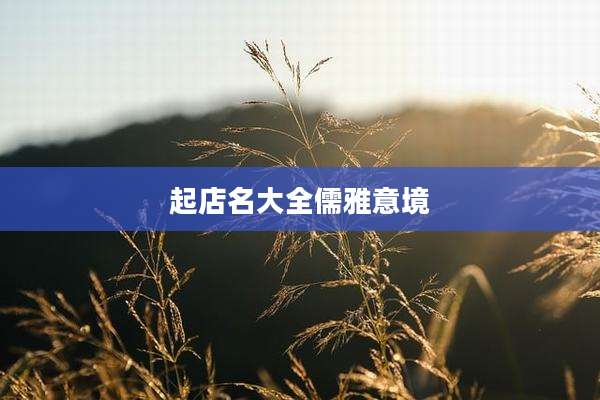 起店名大全儒雅意境