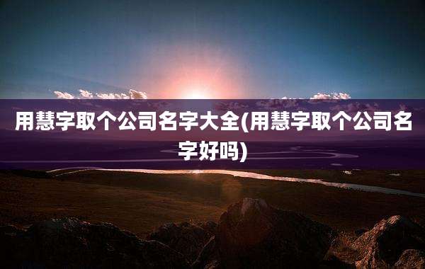 用慧字取个公司名字大全(用慧字取个公司名字好吗)