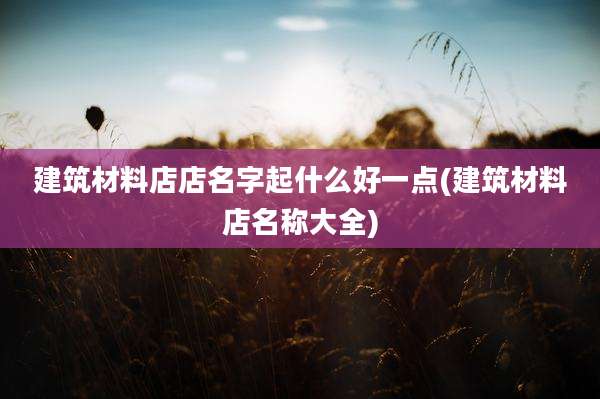 建筑材料店店名字起什么好一点(建筑材料店名称大全)