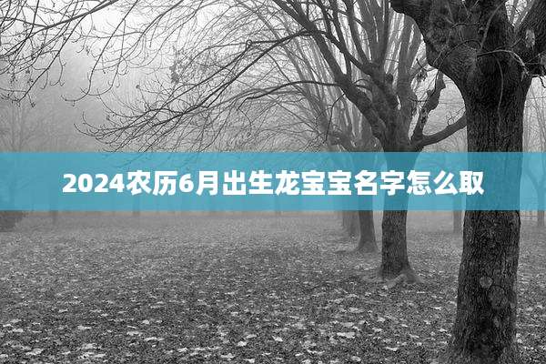 2024农历6月出生龙宝宝名字怎么取