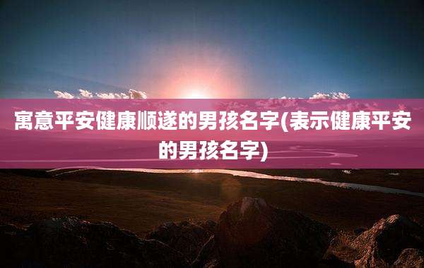 寓意平安健康顺遂的男孩名字(表示健康平安的男孩名字)