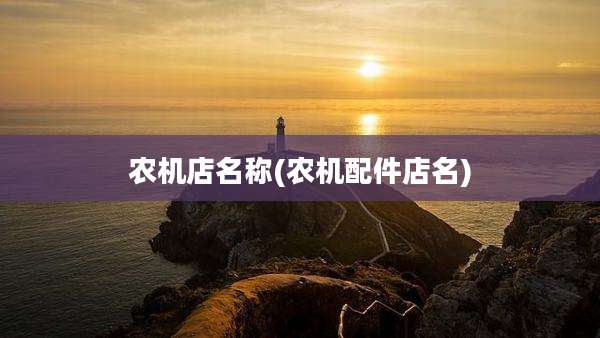 农机店名称(农机配件店名)