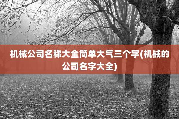 机械公司名称大全简单大气三个字(机械的公司名字大全)