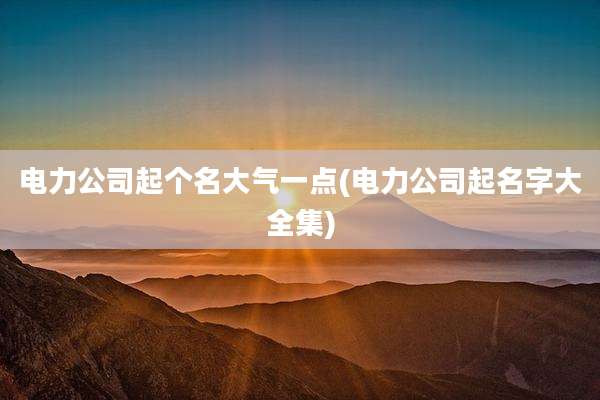 电力公司起个名大气一点(电力公司起名字大全集)