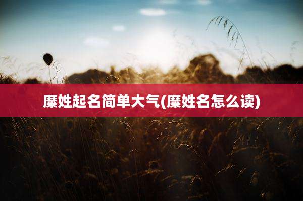 糜姓起名简单大气(糜姓名怎么读)
