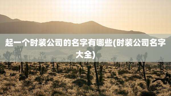 起一个时装公司的名字有哪些(时装公司名字大全)