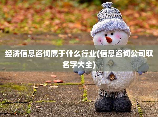 经济信息咨询属于什么行业(信息咨询公司取名字大全)