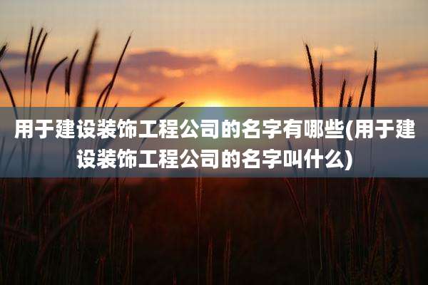 用于建设装饰工程公司的名字有哪些(用于建设装饰工程公司的名字叫什么)