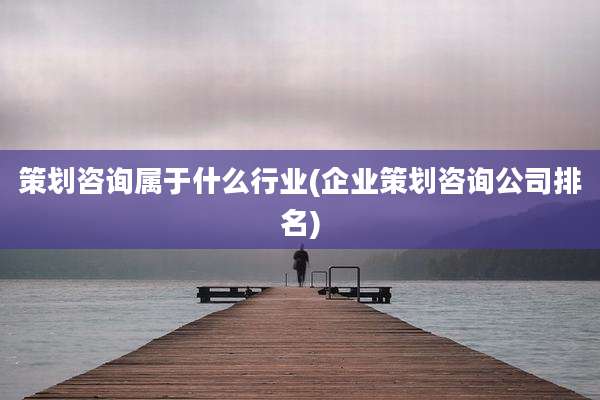 策划咨询属于什么行业(企业策划咨询公司排名)