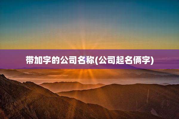 带加字的公司名称(公司起名俩字)