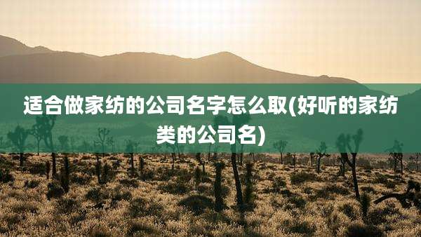 适合做家纺的公司名字怎么取(好听的家纺类的公司名)