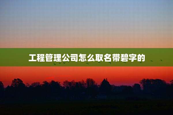 工程管理公司怎么取名带碧字的