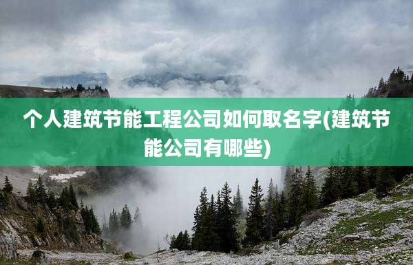 个人建筑节能工程公司如何取名字(建筑节能公司有哪些)
