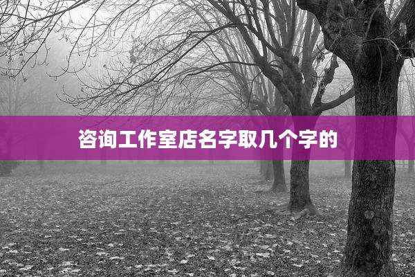咨询工作室店名字取几个字的