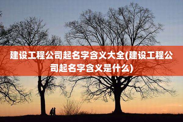 建设工程公司起名字含义大全(建设工程公司起名字含义是什么)