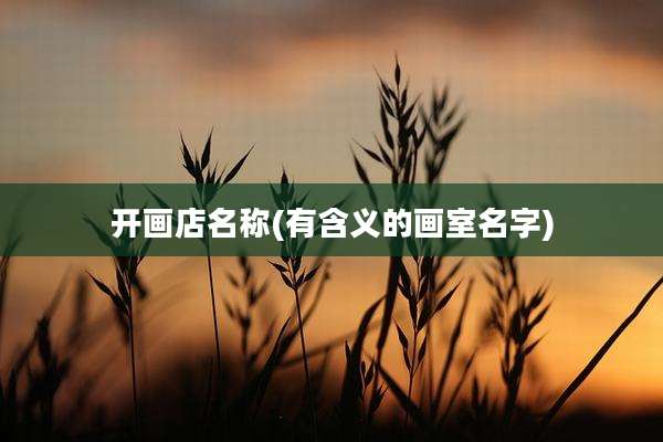 开画店名称(有含义的画室名字)