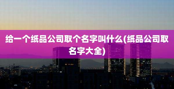 给一个纸品公司取个名字叫什么(纸品公司取名字大全)
