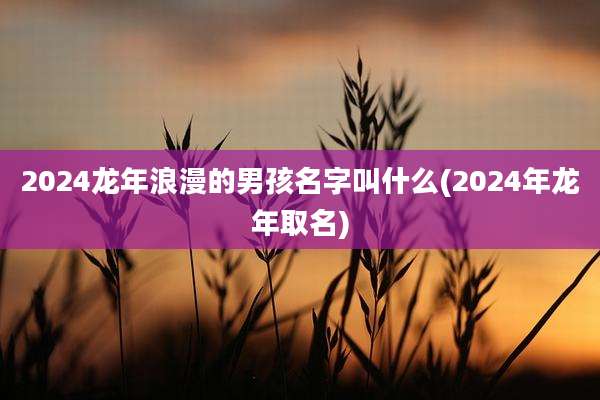 2024龙年浪漫的男孩名字叫什么(2024年龙年取名)