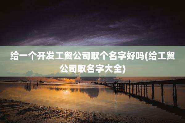 给一个开发工贸公司取个名字好吗(给工贸公司取名字大全)