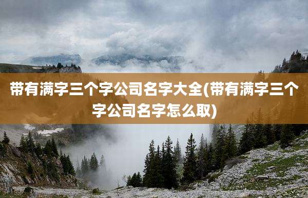 带有满字三个字公司名字大全(带有满字三个字公司名字怎么取)